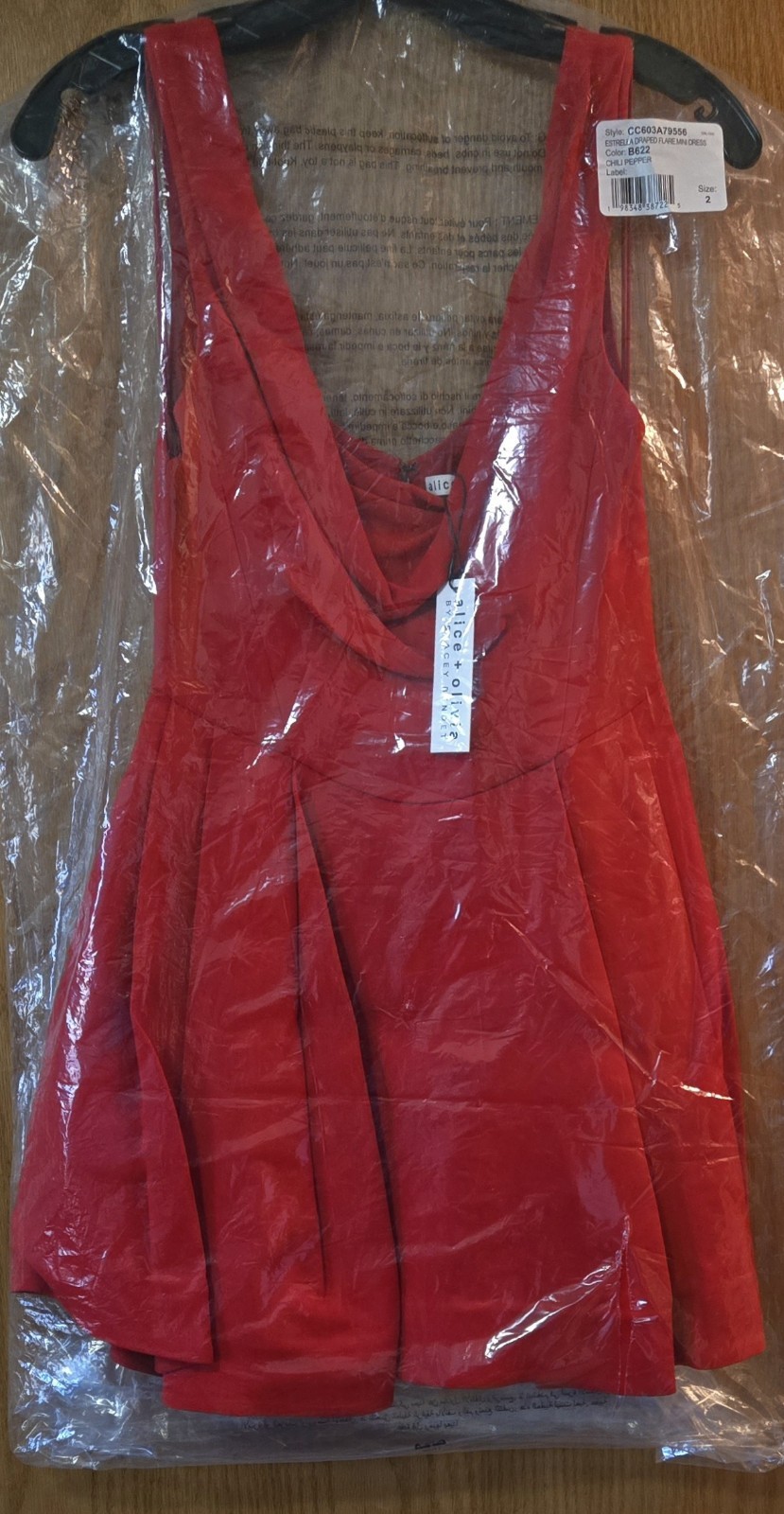 ALICE & OLIVIA (2) ESTRELLA CHILI PEPPER FIT N FLARE MINI DRESS NWT MSRP$550