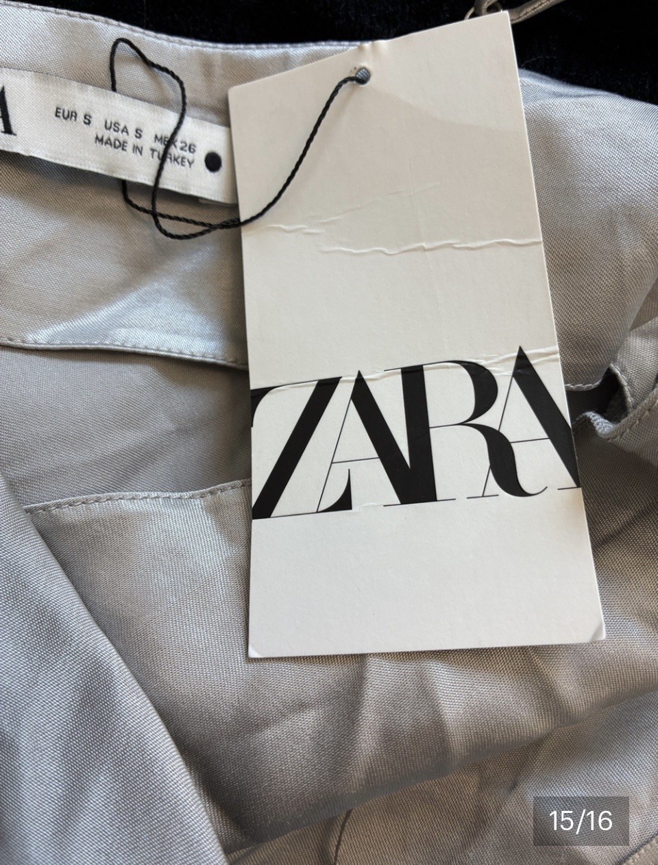 Zara Satin Effect Midi Dress Metallic Silver Cowl Neck Ruched Draped Side S NWT