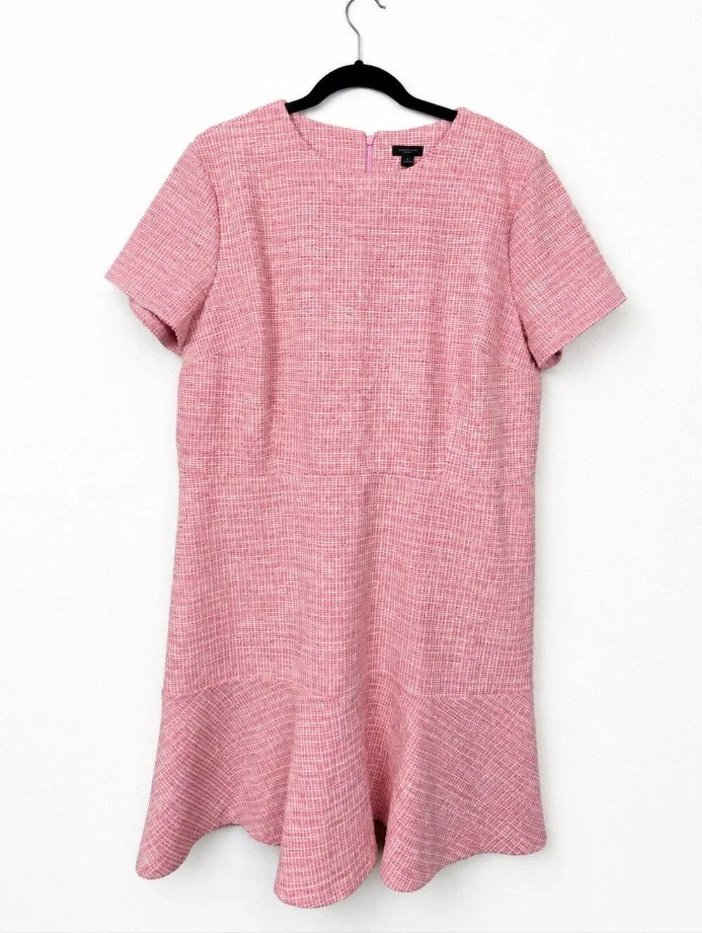 NWT Ann Taylor Factory Pink Tweed Boucle Shift Dress Career Work Women Size 18