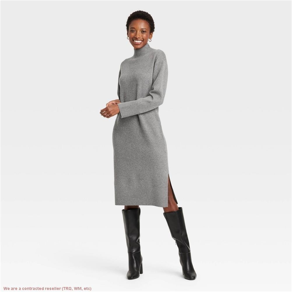 Women’s Long Sleeve Midi Sweater Dress – A New Day Gray XS *SEE DEAL!!!*
