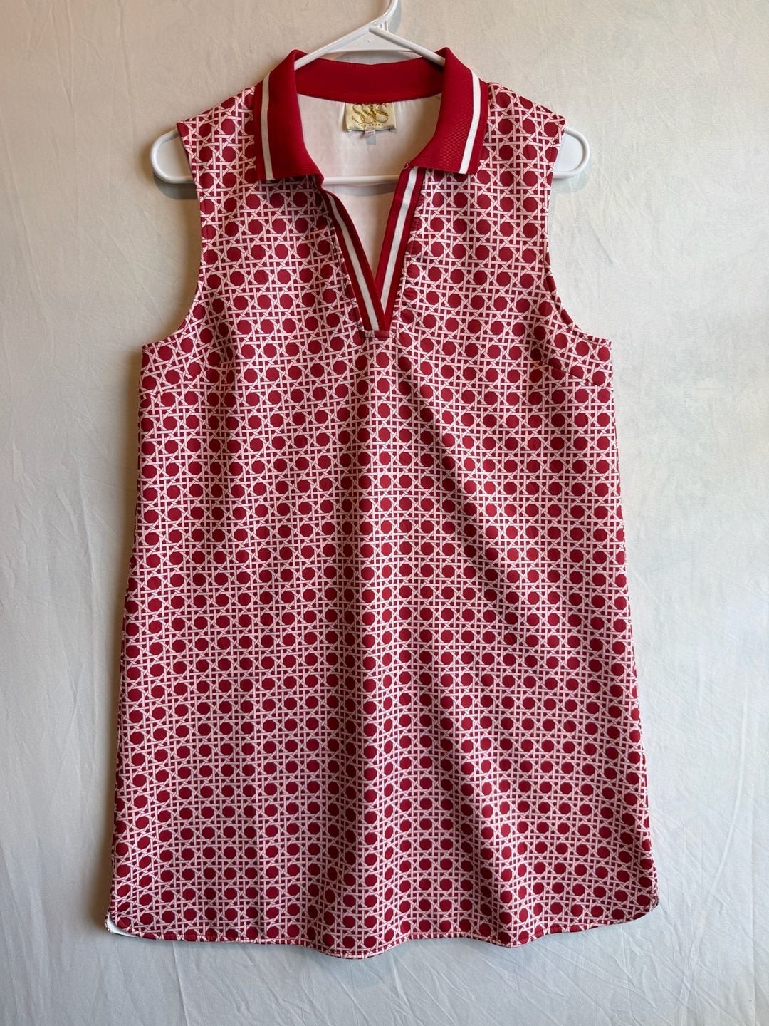 SSYS The Label Red Cane Scuba Collared Sleeveless Active Dress