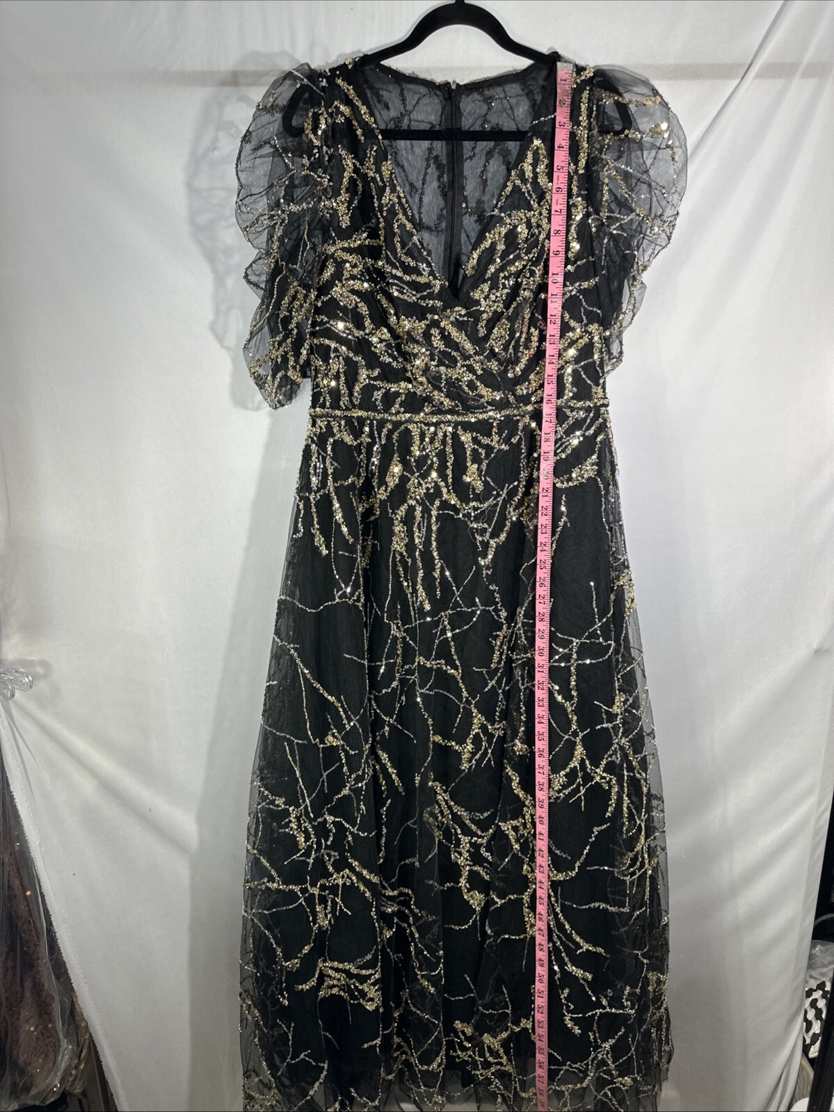 NWT Mac Duggal [ 14 ] 20428 Embellished Gathered Puff Sleeve Wrap Gown #S1718