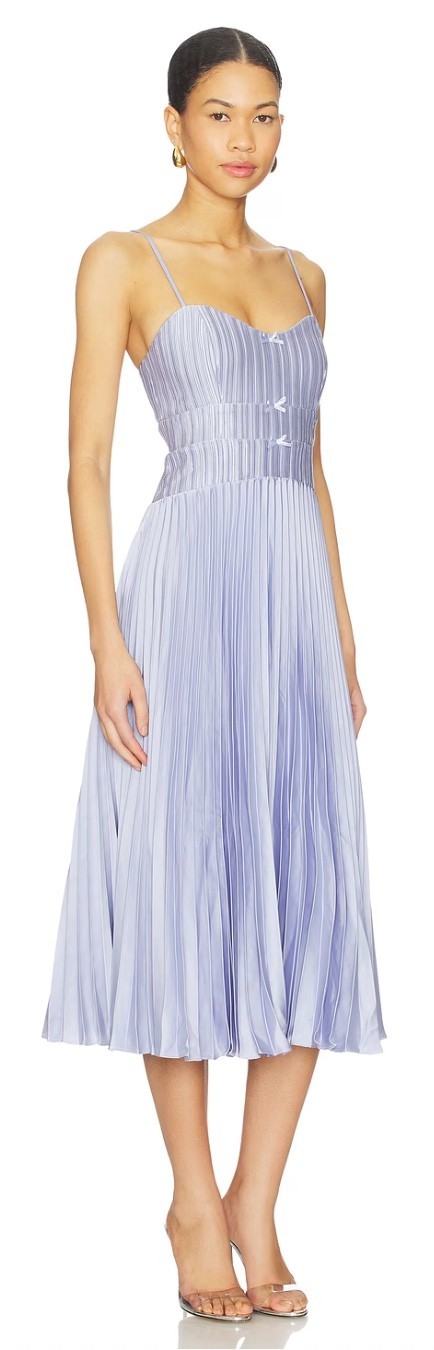 ASTR the Label Shionagi Dress Size Small Lilac Midi Sleeveless Plisse NWOT $188