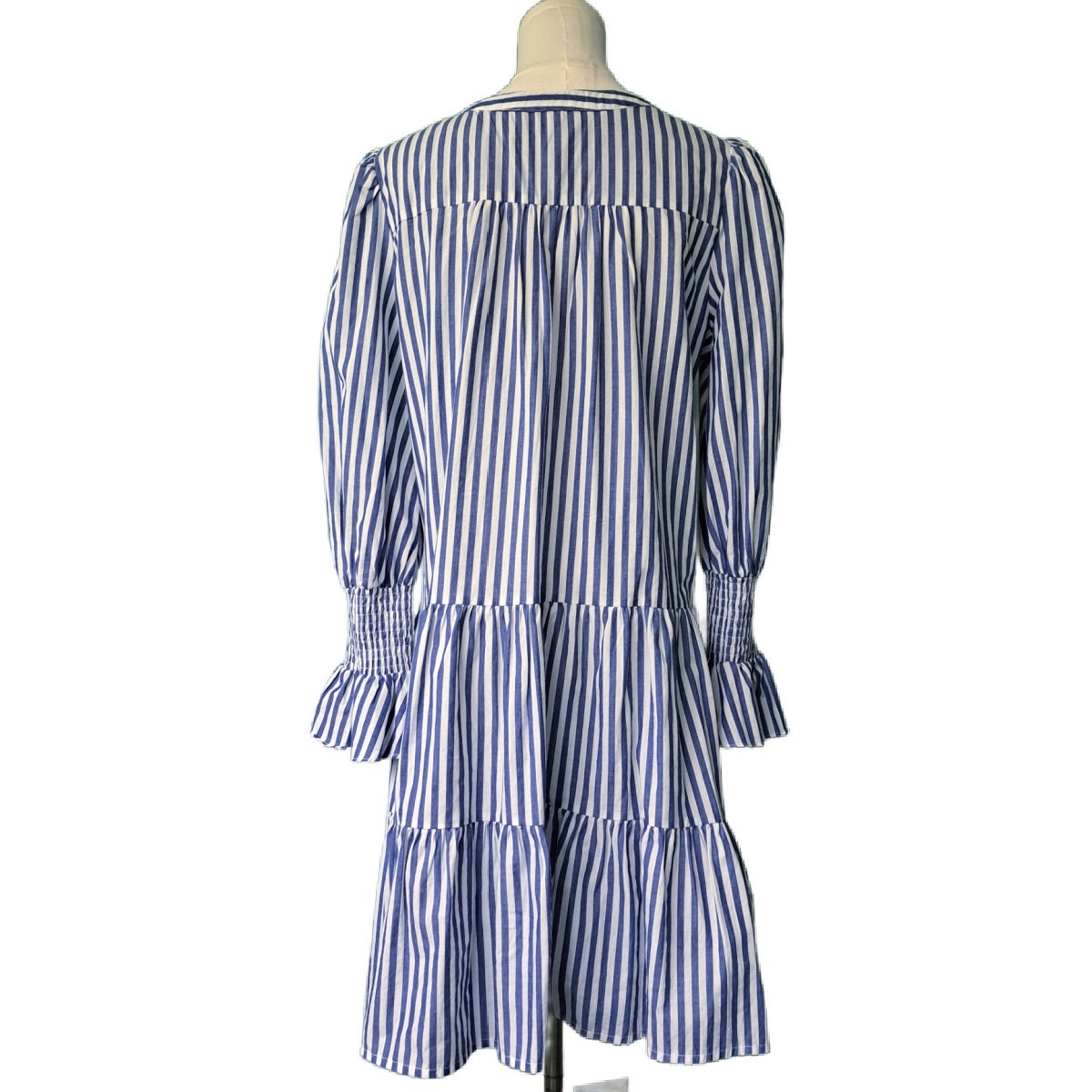 TUCKERNUCK Pomander Place Blue & White Stripe Cotton Poplin Kenzo Dress Medium