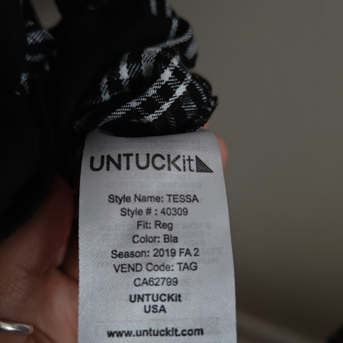 UntuckIt Tessa Plaid Black Button Up Collared Wrap Shirt Dress Small Long Sleeve
