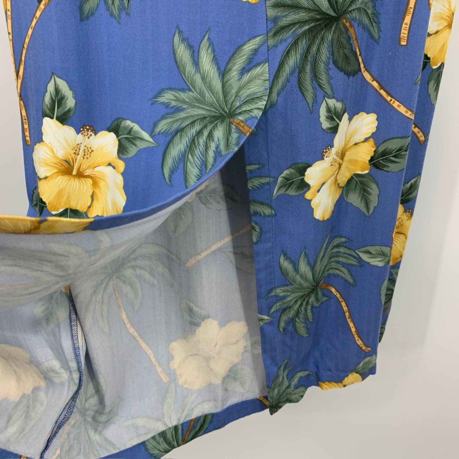 Caribbean Joe Dress Womens Size Large Blue Floral Midi Tie Waist Wrap Sleeveless