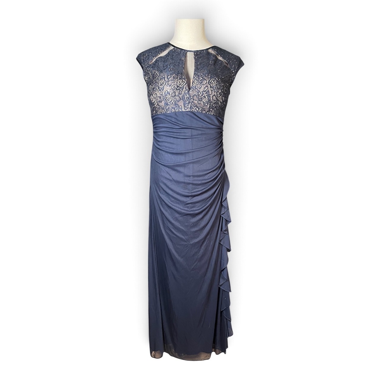 Betsy Adam | Lace Bodice Evening Gown | Navy | Women’s 14