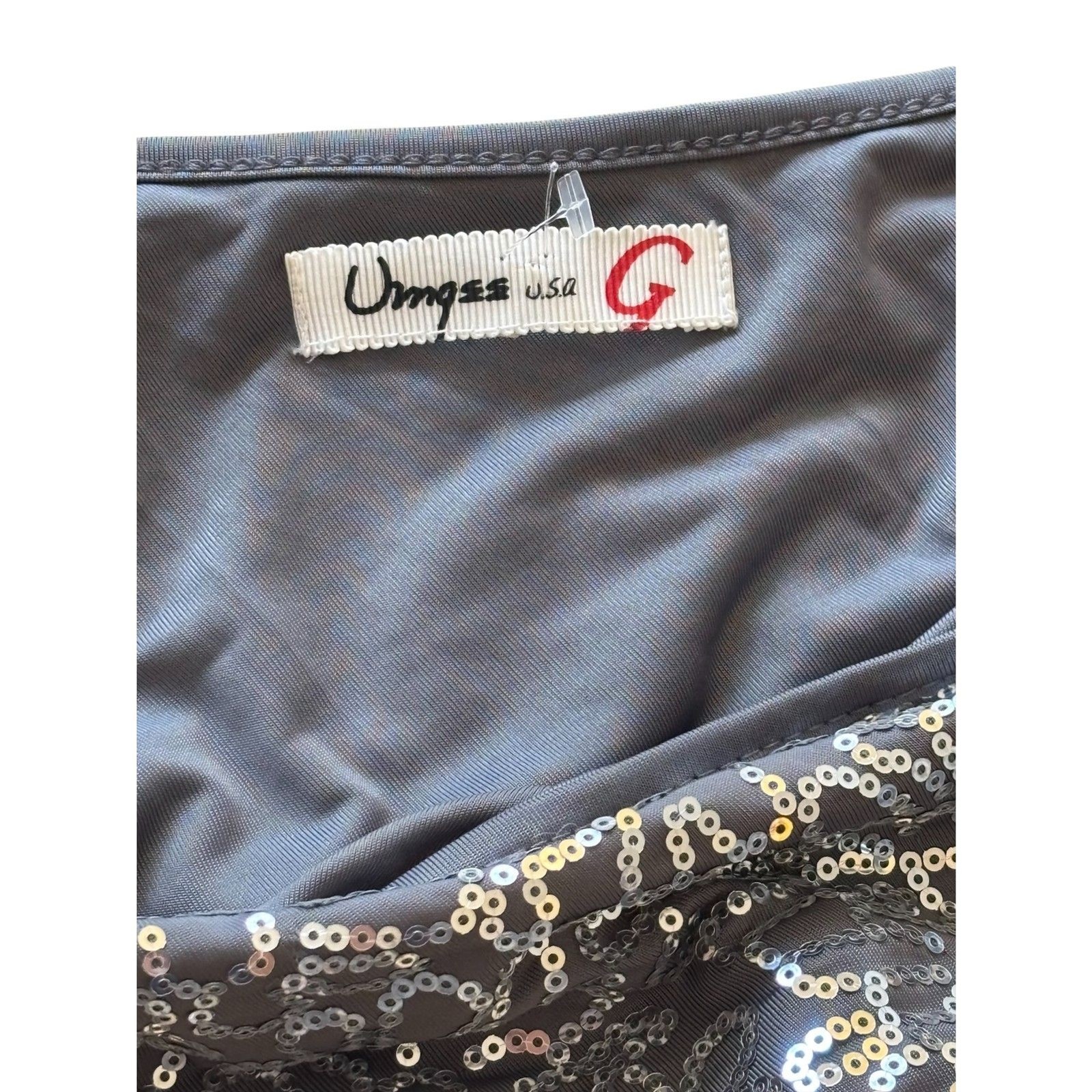 Umgee USA Sequin One Shoulder Dress Medium Silver Cocktail Party Ruched