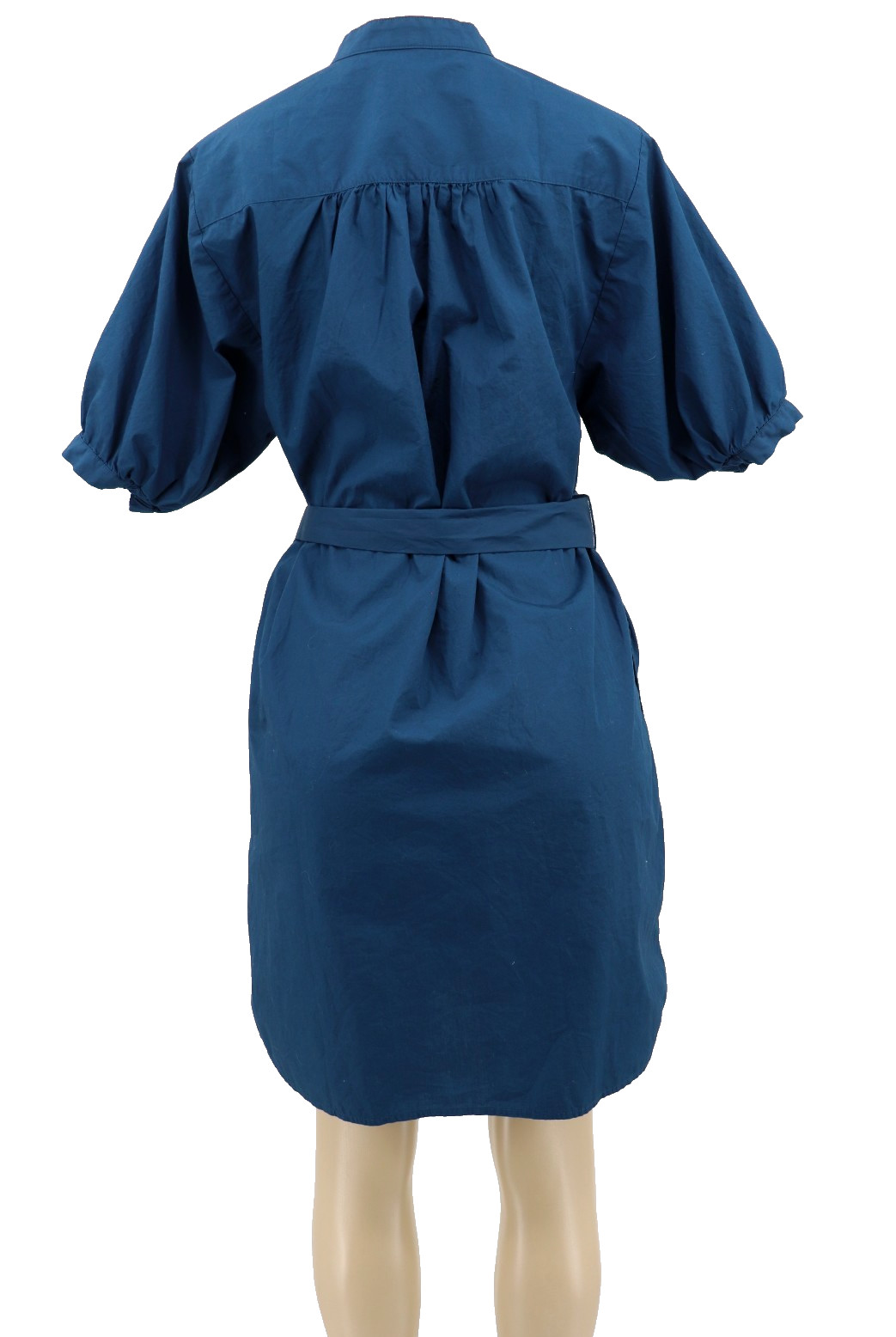 Ann Taylor Weekend Collection Stand Collar Belt Dress Sz Small Blue Pockets New
