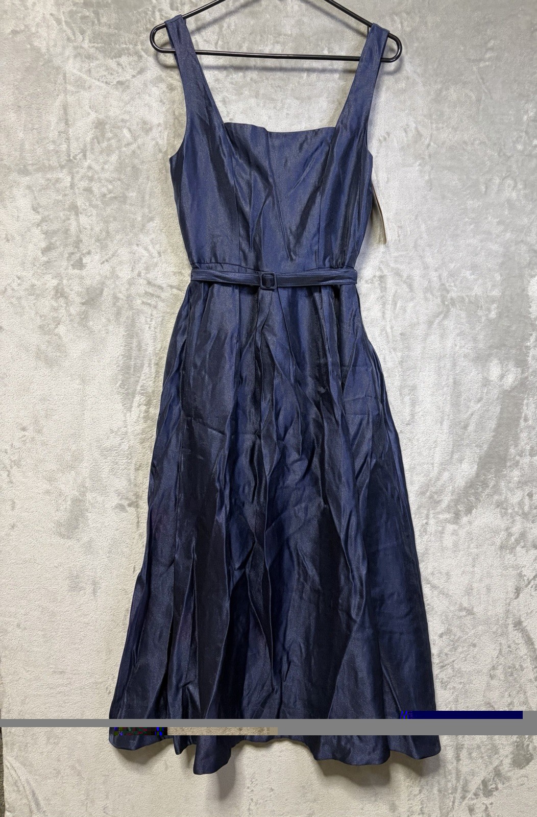 Free Market by Flying Tomato Womens Sz S Navy Belted Fit Flare Party Midi Dress