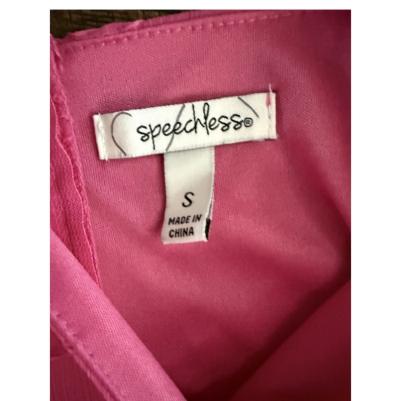 Speechless Pink Wrap V-Neck Textured Mini Dress Ruffle Hem Size Small Y2K