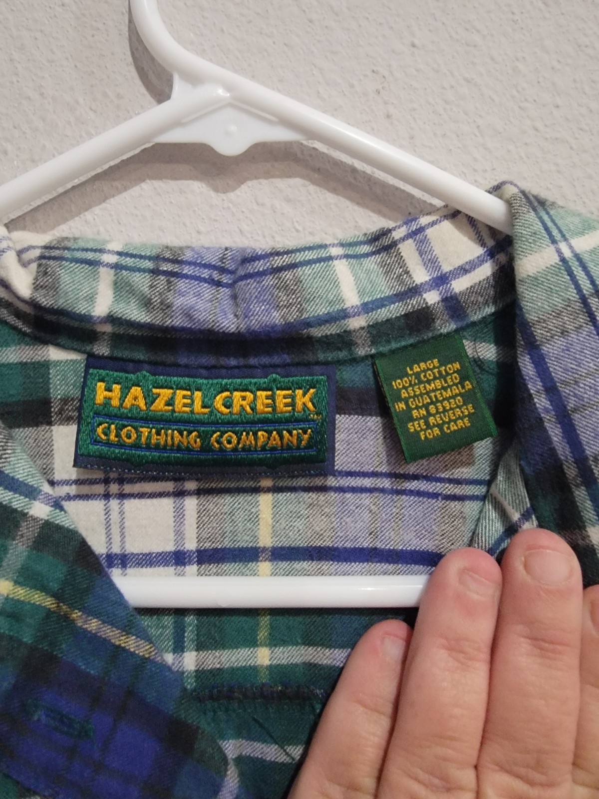 VTG 90s Hazel Creek Plaid Flannel Maxi Dress L Cotton Grunge Cottagecore Green