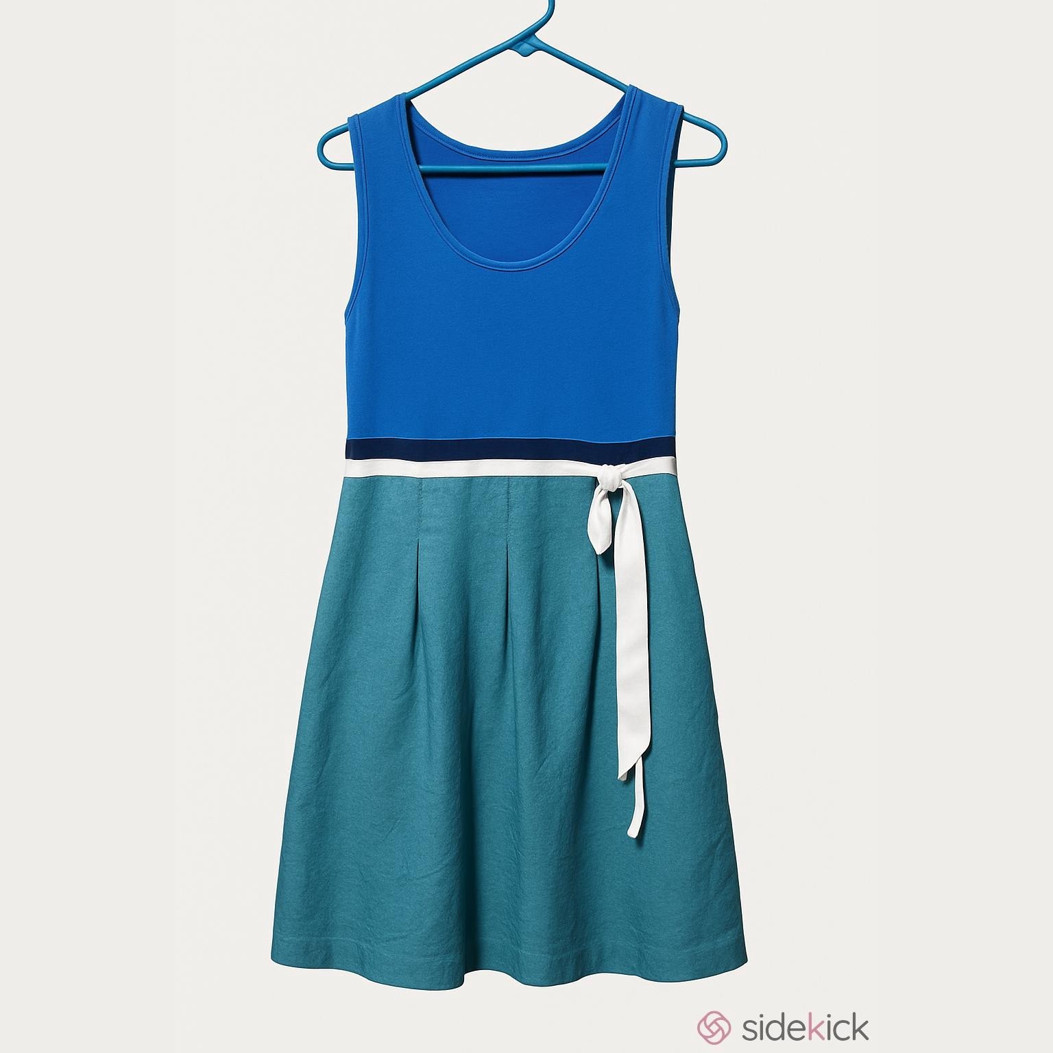 Pink Martini Blue/Green/White Color block SundressScoop Neck & bow M