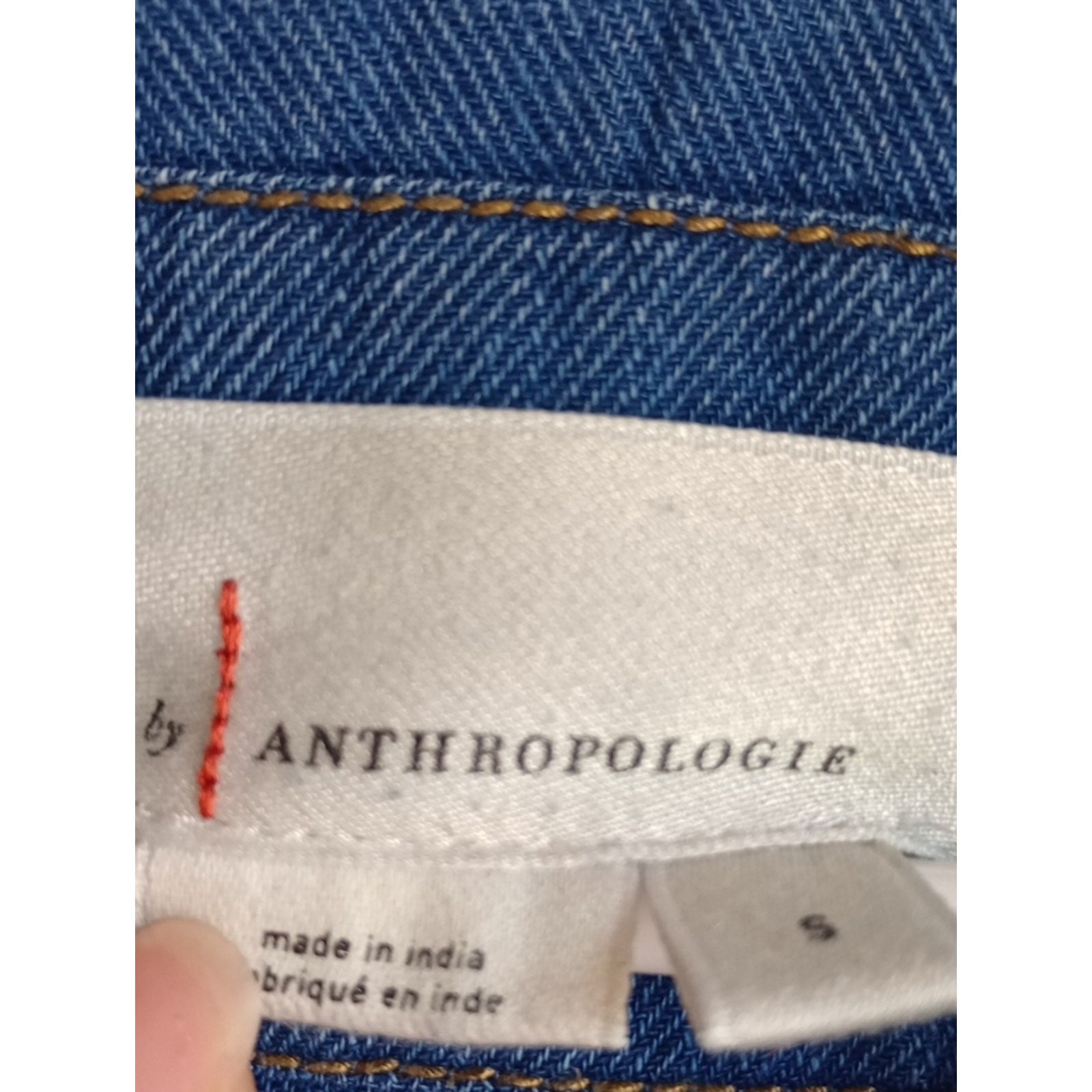 Anthropology Jean Button Front Long Sleeve Distressed Full Maxi Pockets Size S