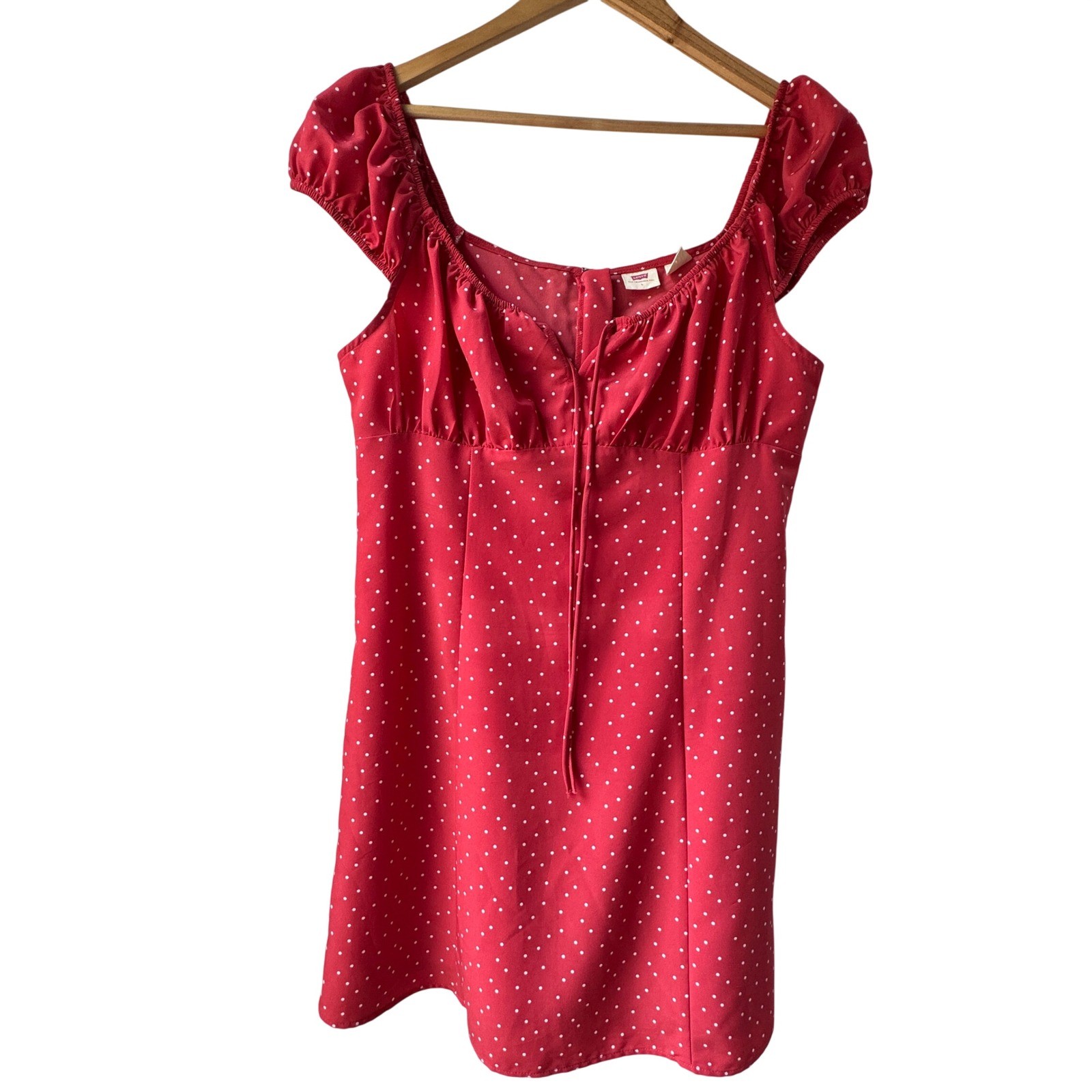 Levi’s Mini Dress Red Polka Dot Puff Sleeve Milkmaid Cottagecore