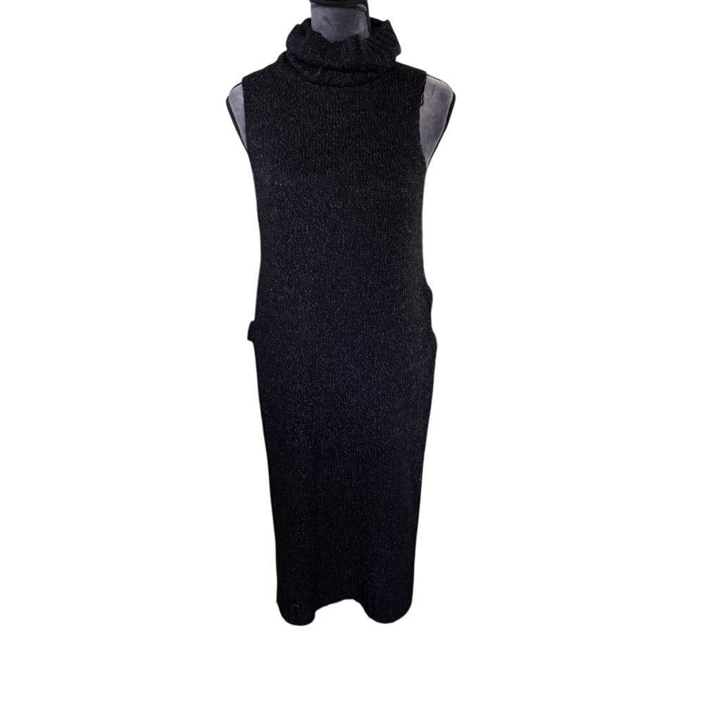 RD Style Black Sleeveless Turtleneck Maxi Dress Sweater Knit Winter Fashion