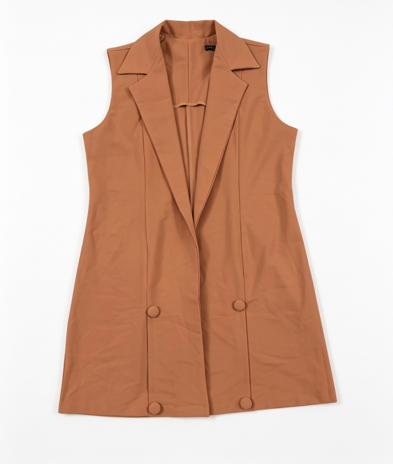Womens Sleeveless Blazer Dress Double Breasted Pleated Mini Tennis Skirt Peach