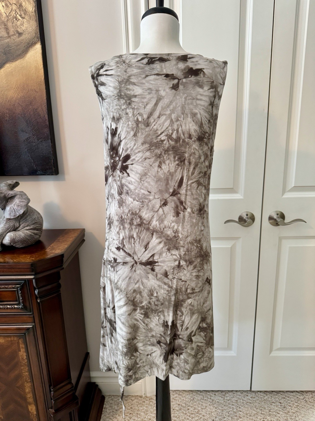 COMO BLU Women’s Grey & White Sleeveless Lightweight Dress Cover Up Sz L – NWTS!