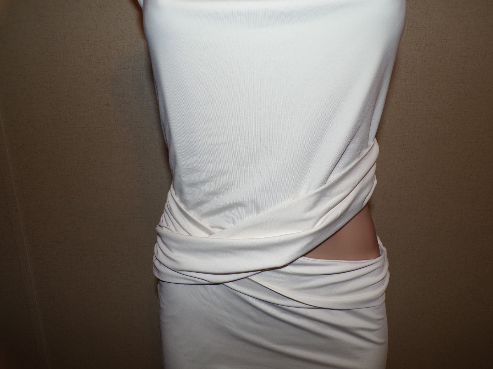 Luvalot Womens Ivory Halter Mini Dress Size 6 Cut Out Bodycon Jersey Stretch