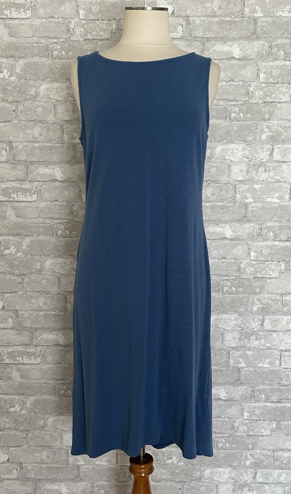 Chico’s NWT Size 1 (M) Shoshoni Hi Lo Dress Bijou Blue Sleeveless Boat Neck