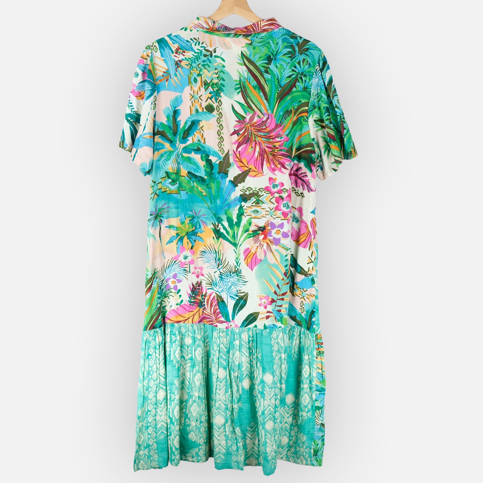 Orientique Collared Patchwork Midi Dress HANALEI Print (#91001) Size US M/ UK 14