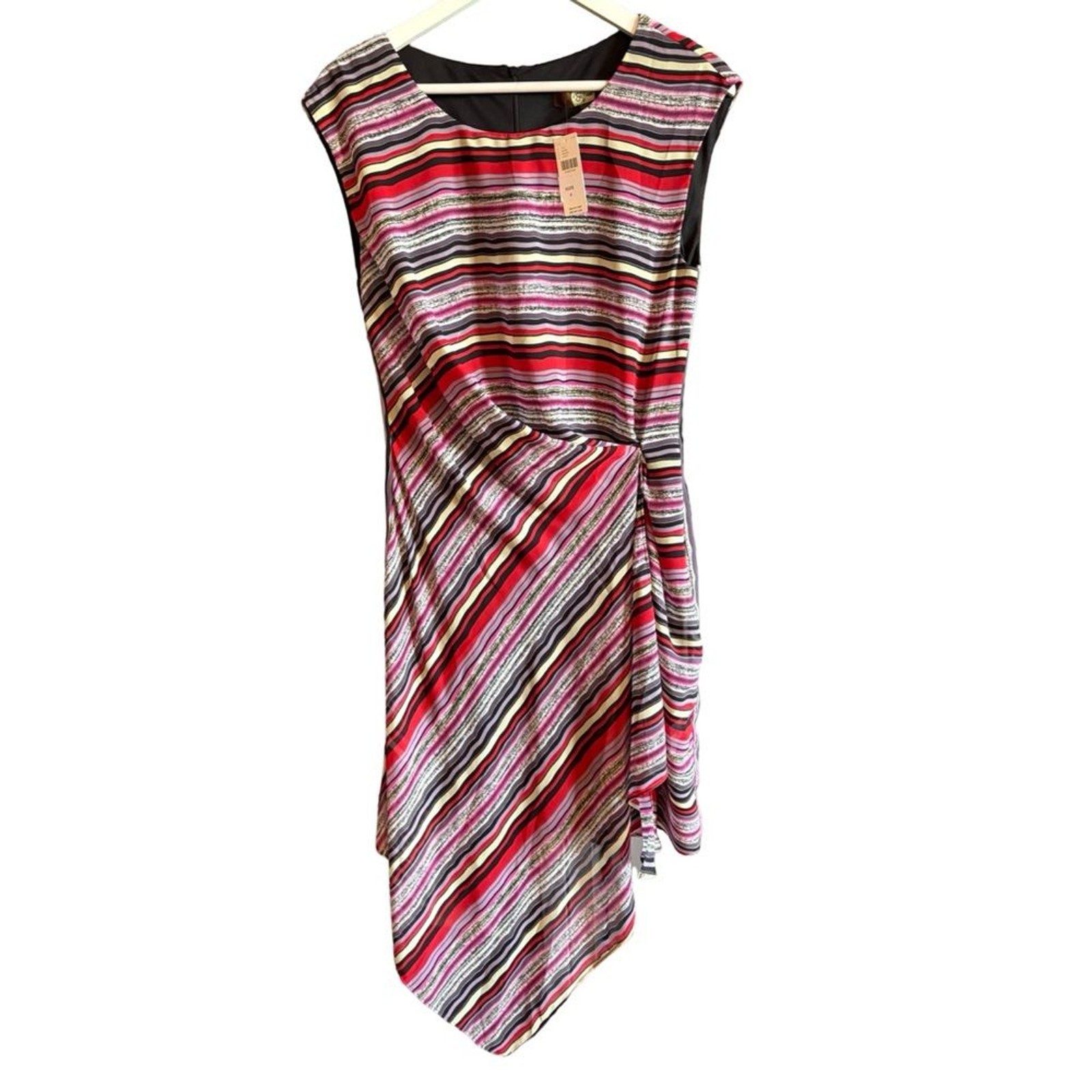 Eva Franco NWT Anthropologie Asymmetric Striped Ruched Sheath Dress Sz 6