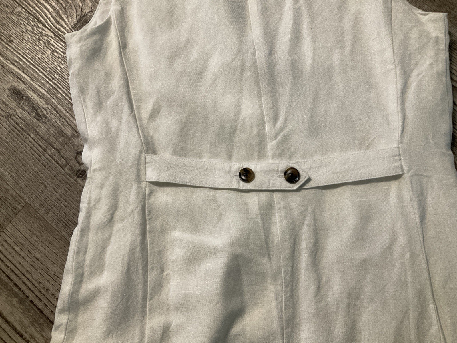 Ann Taylor White Linen Blend Button-Down Vest Dress Sleeveless Midi Size 8