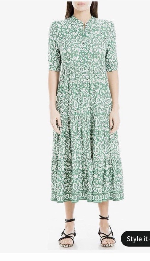 Max Studio Women’s Jersey Elbow Cuffed Sleeve Midi Dress Kelley Green Small