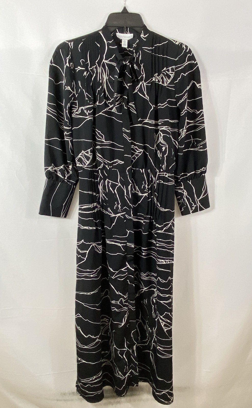 Topshop Women’s Black White Abstract Print Long Sleeve Midi Dress Sz 4 NWT