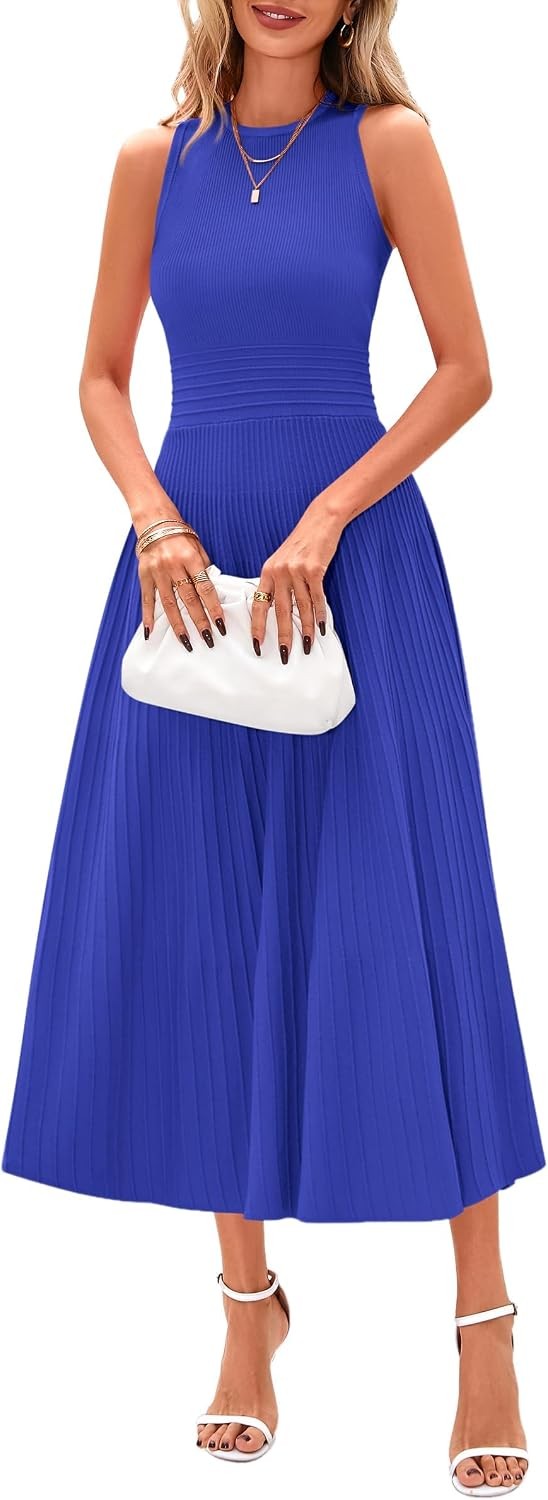 Spring Casual Dresses for Women 2026 Summer Business Work Midi Sleeveless A Line