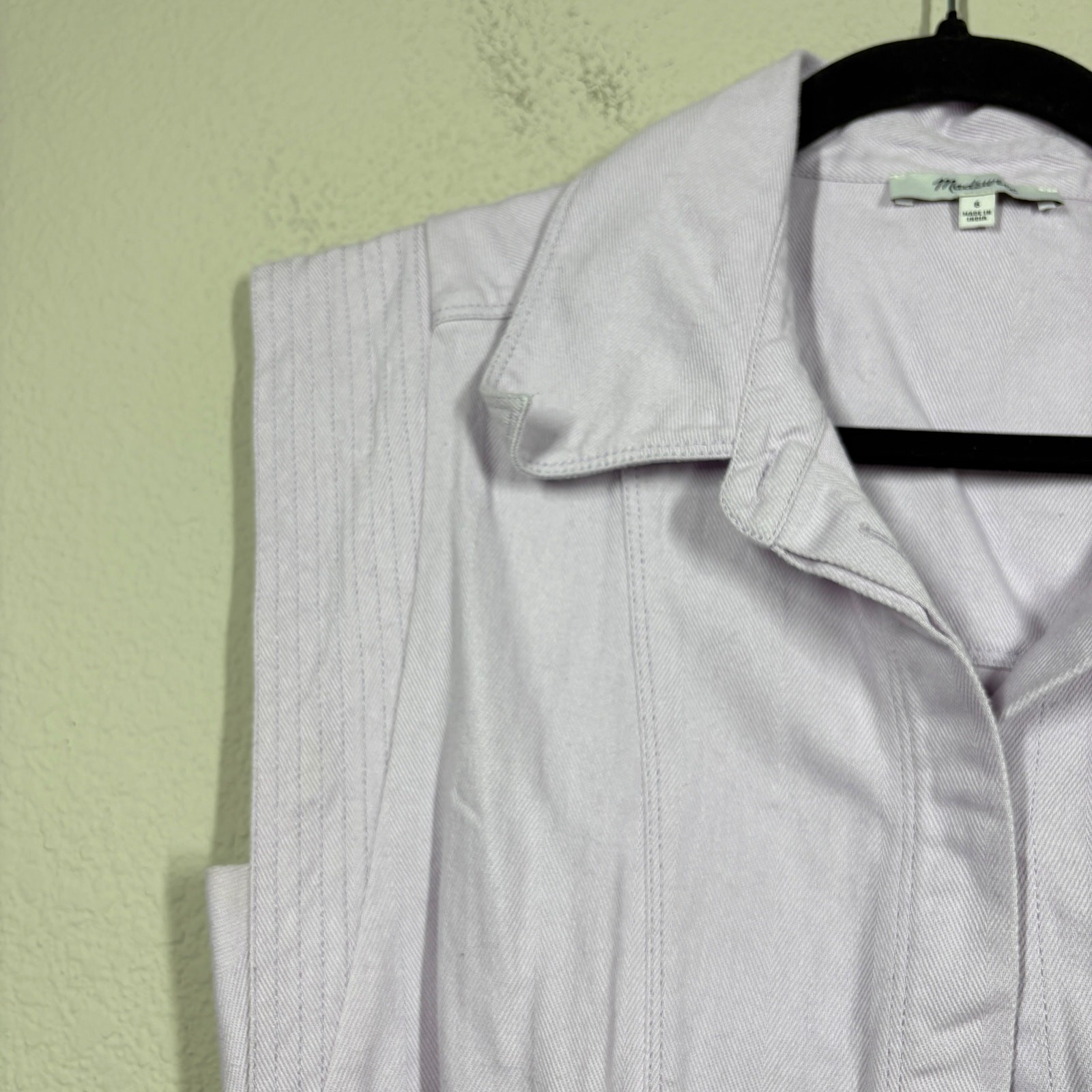 Madewell Size 6 Button Up Denim Shirt Dress Lavendar Purple Mini Belted Buckle