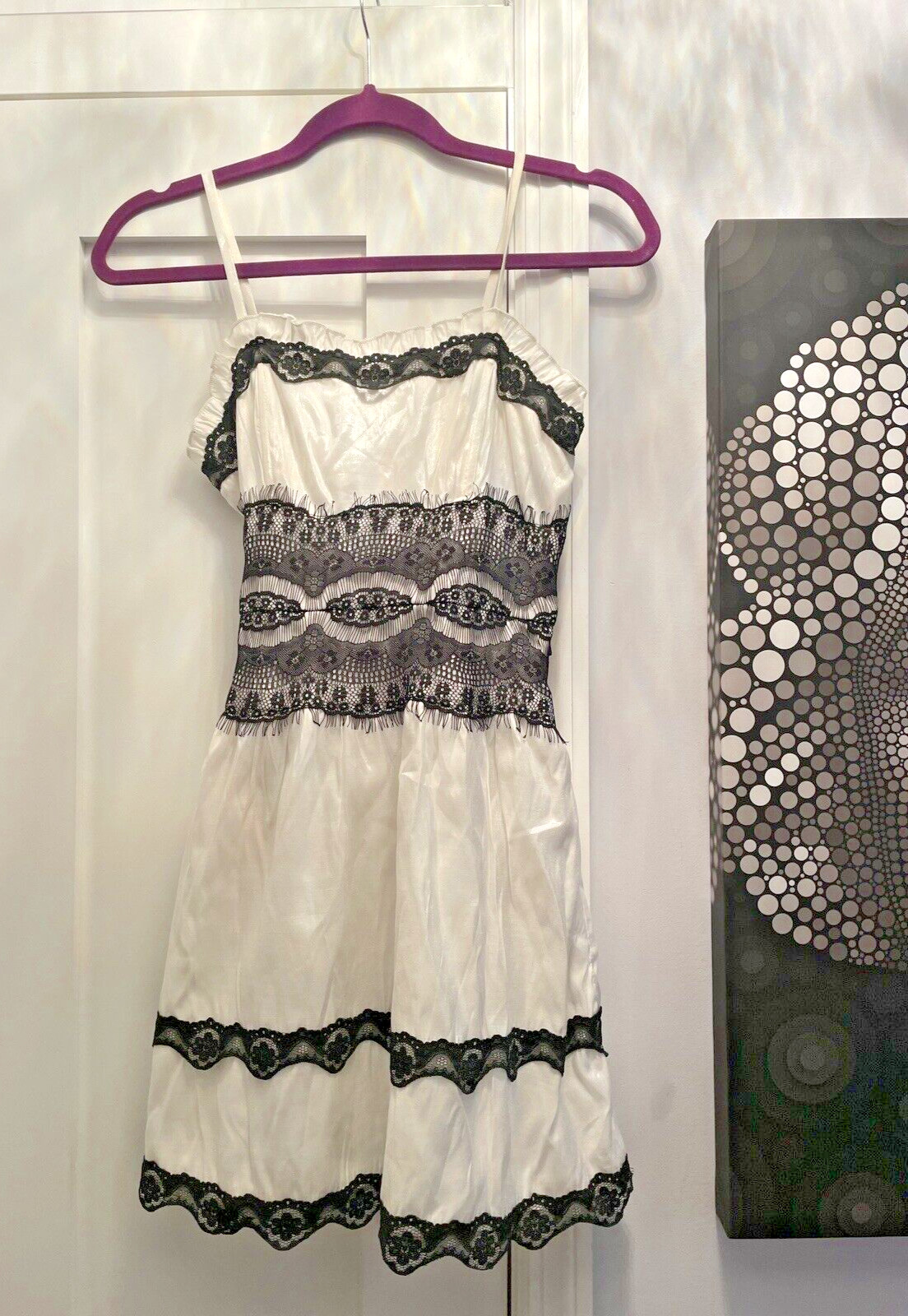 SUMMERS COMING! NWT Grass Collection White/Black Strappy Dress Jr Sz M $59 Ret