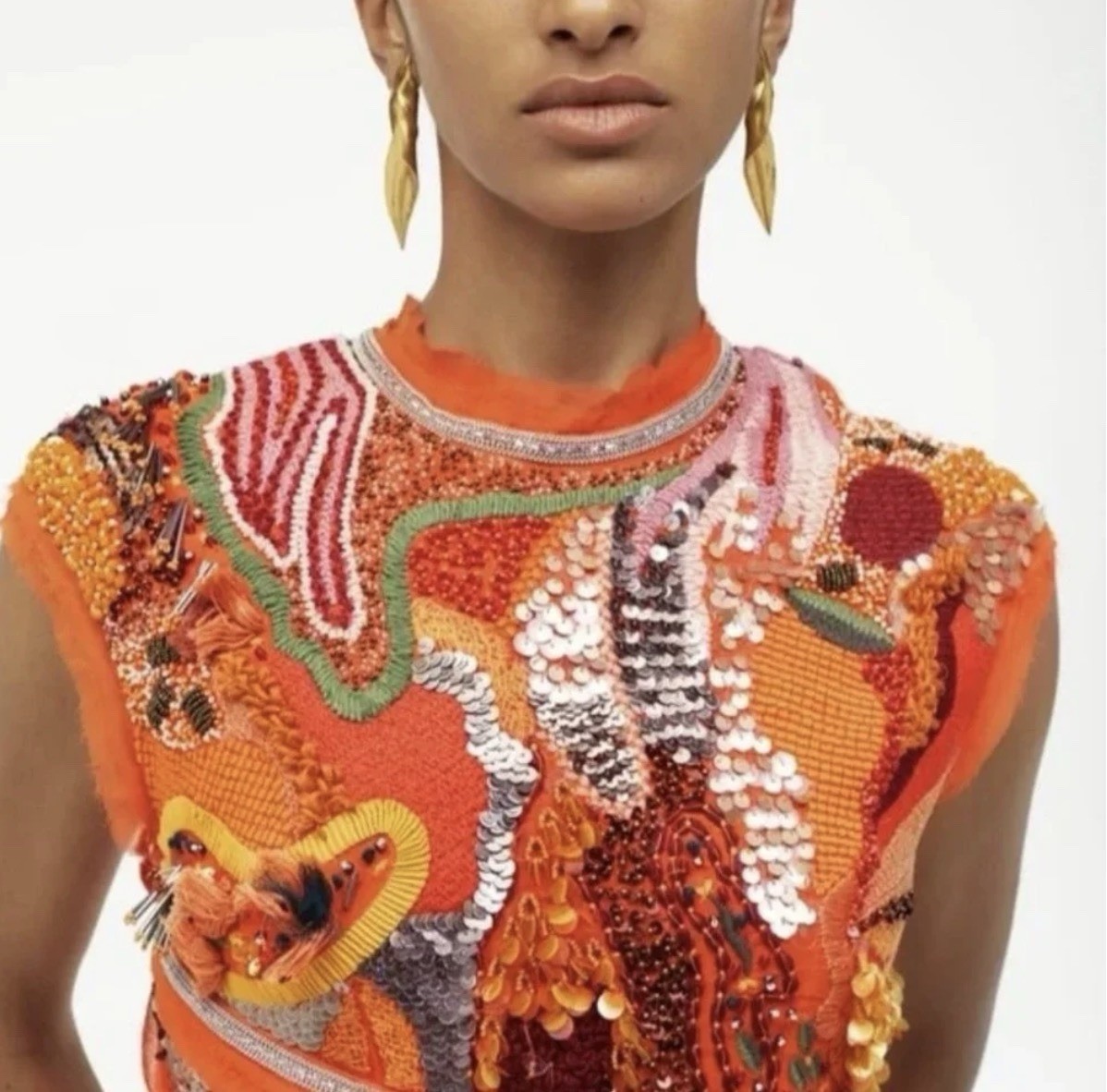 ZARA ATELIER BEADED DRESS LIMITED EDITION ORANGE NWT Size Small