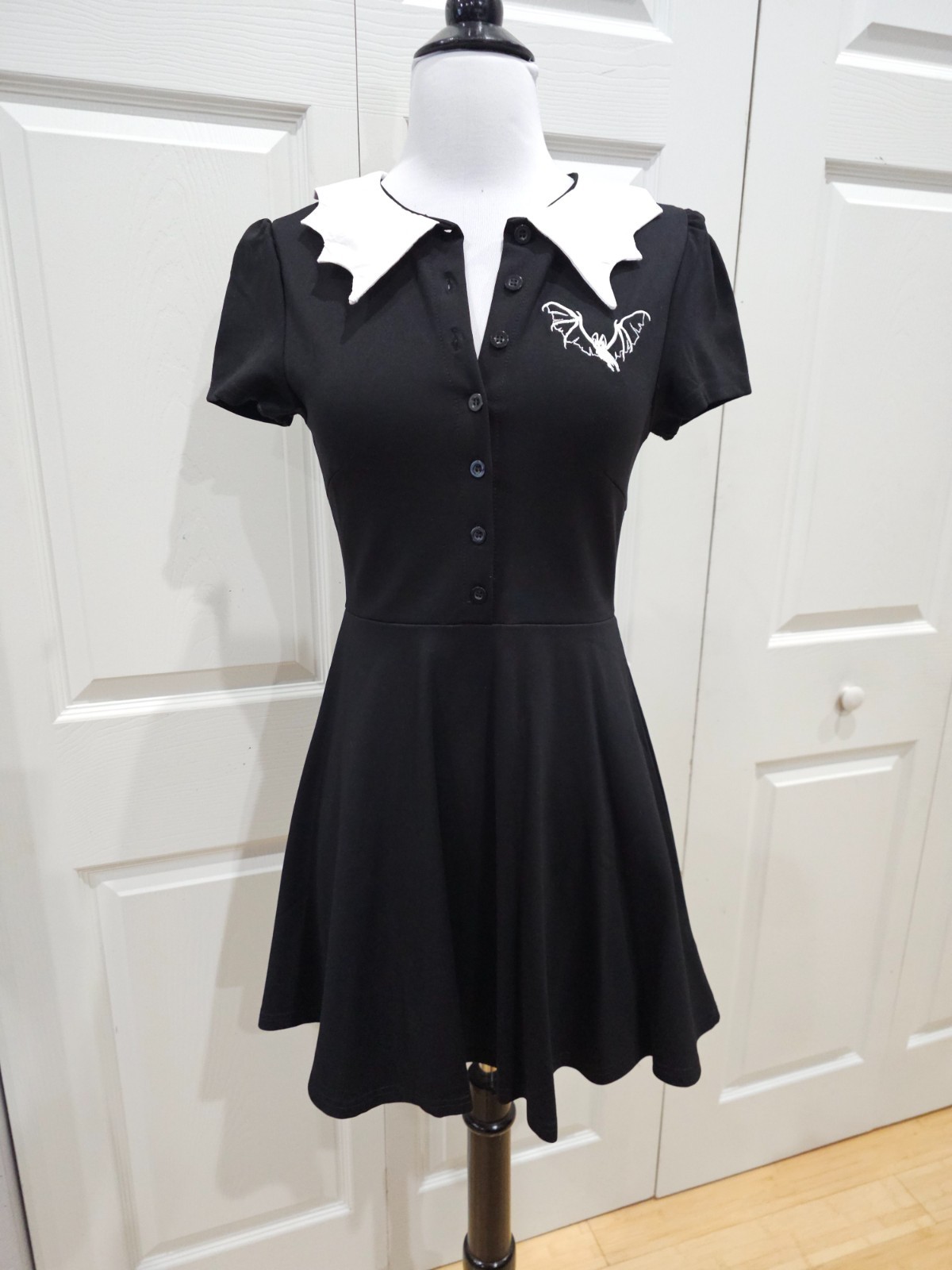 Dolls Kill The Grave Girls Hello To Nightfall Black White Bat Skater Mini Dress