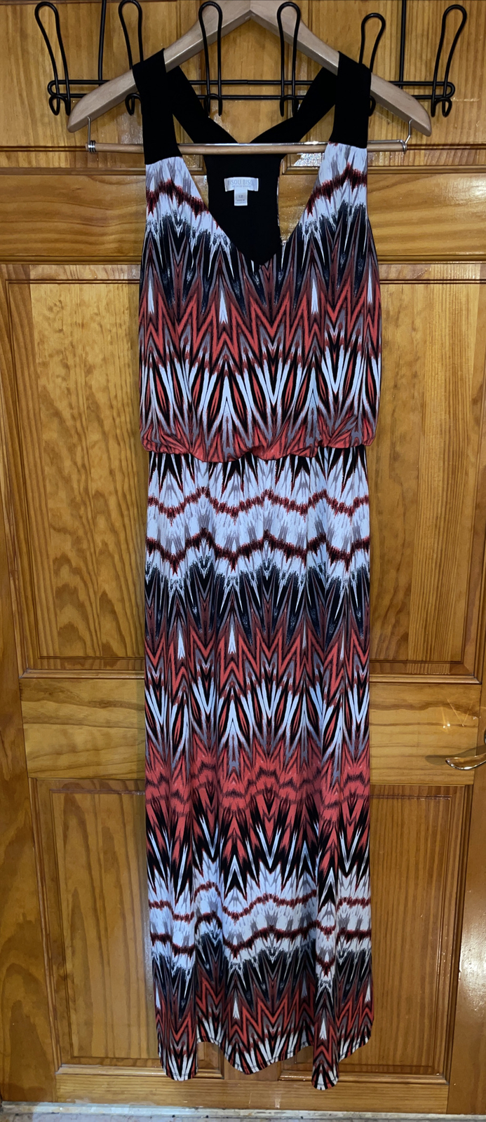Bisou Bisou Women’s Sz 12 Dress Red Pink White Zebra Print 55” Length