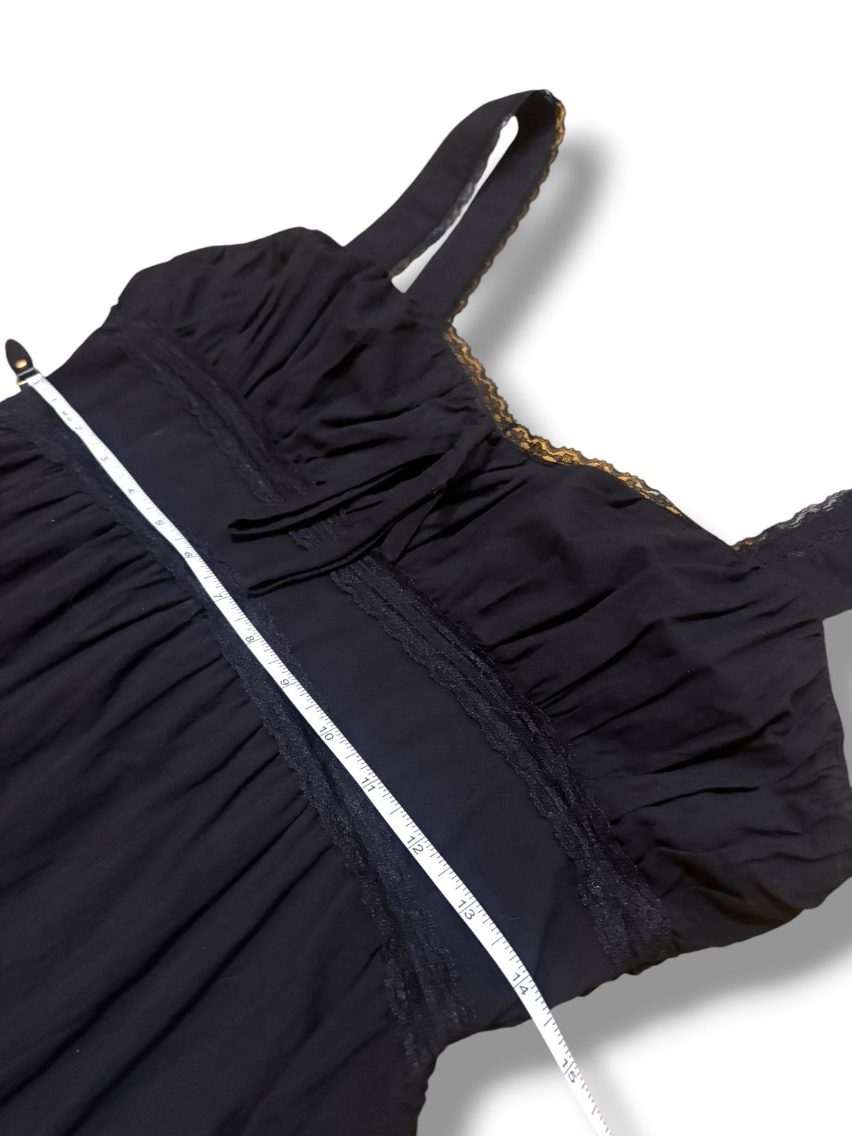 Band Crush Black Lace Trim Smocked Back Midi Dress XL Boho Cottagecore