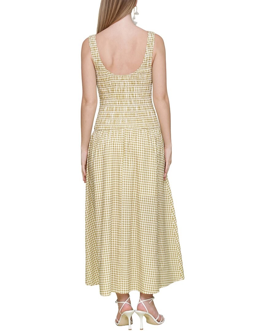 Avec Les Filles Drop Waist Smocked Bodice Linen-Blend Dress Women’s