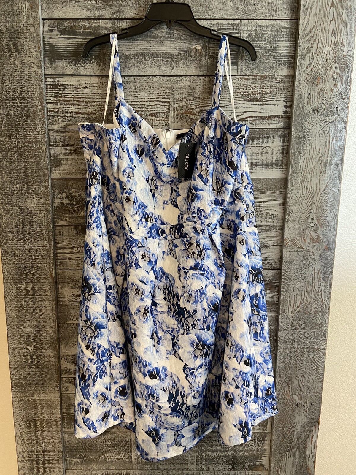 City Chic Dress Blue Bloom Women Size XXL Marine Blue NWT $119 MSRP