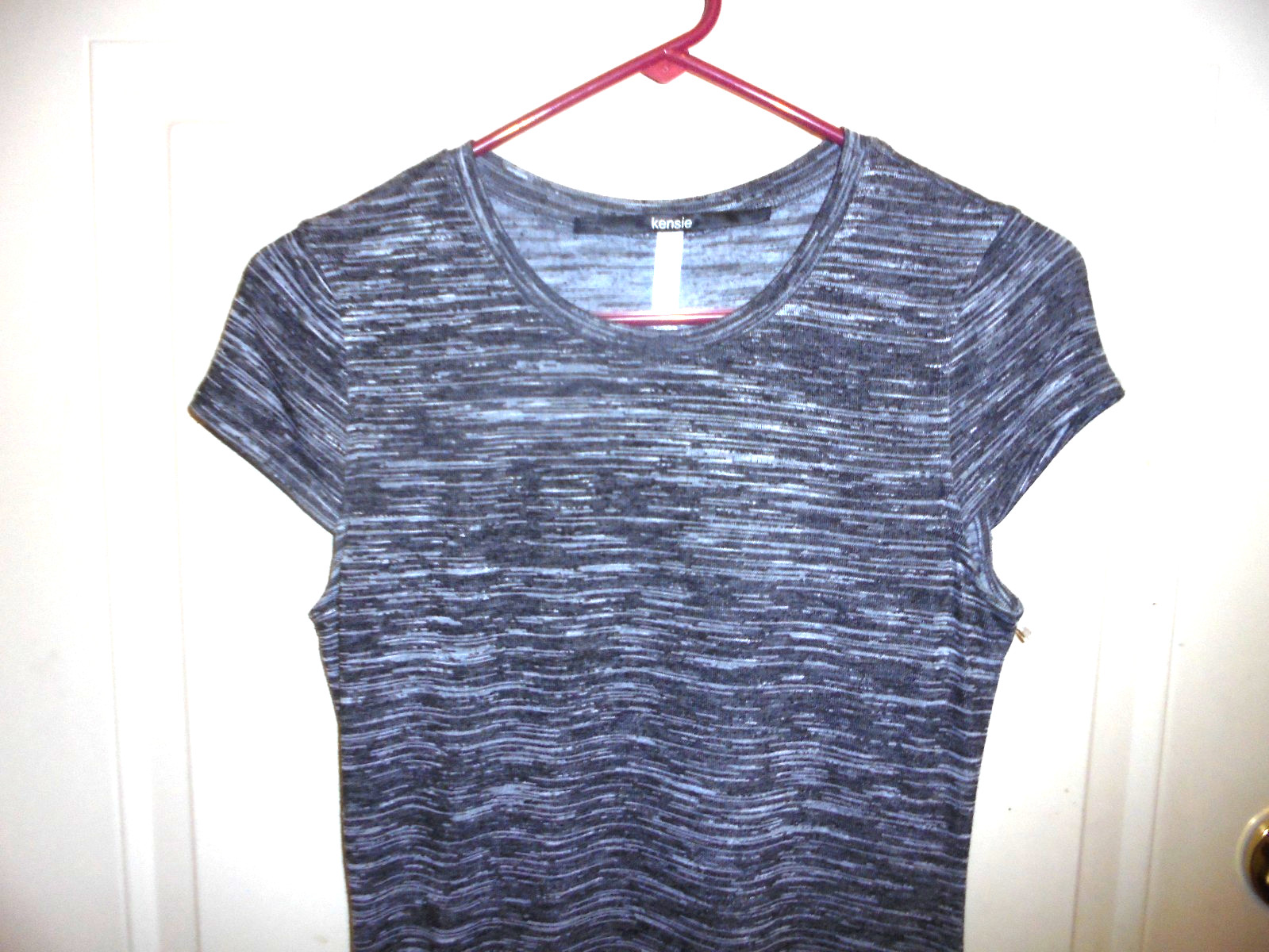KENSIE BLACK/GRAY/WHITE PULLOVER DRESS CAP SLEEVES SZ SMALL NWOT