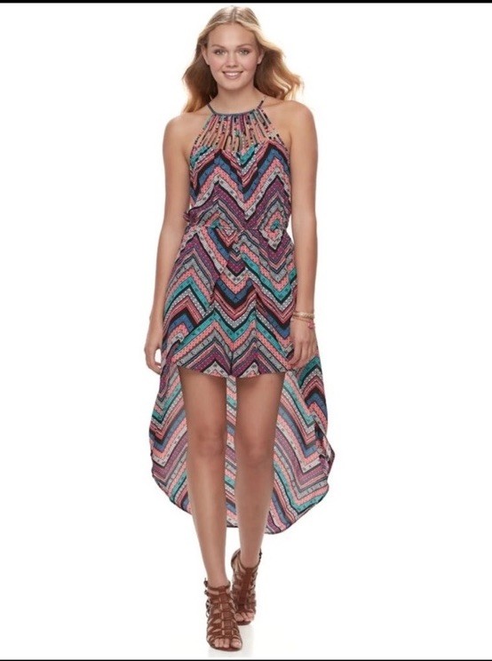 Candies Walk Through Maxi Romper Sundress Chevron Aztec Artsy Strappy – Sz M