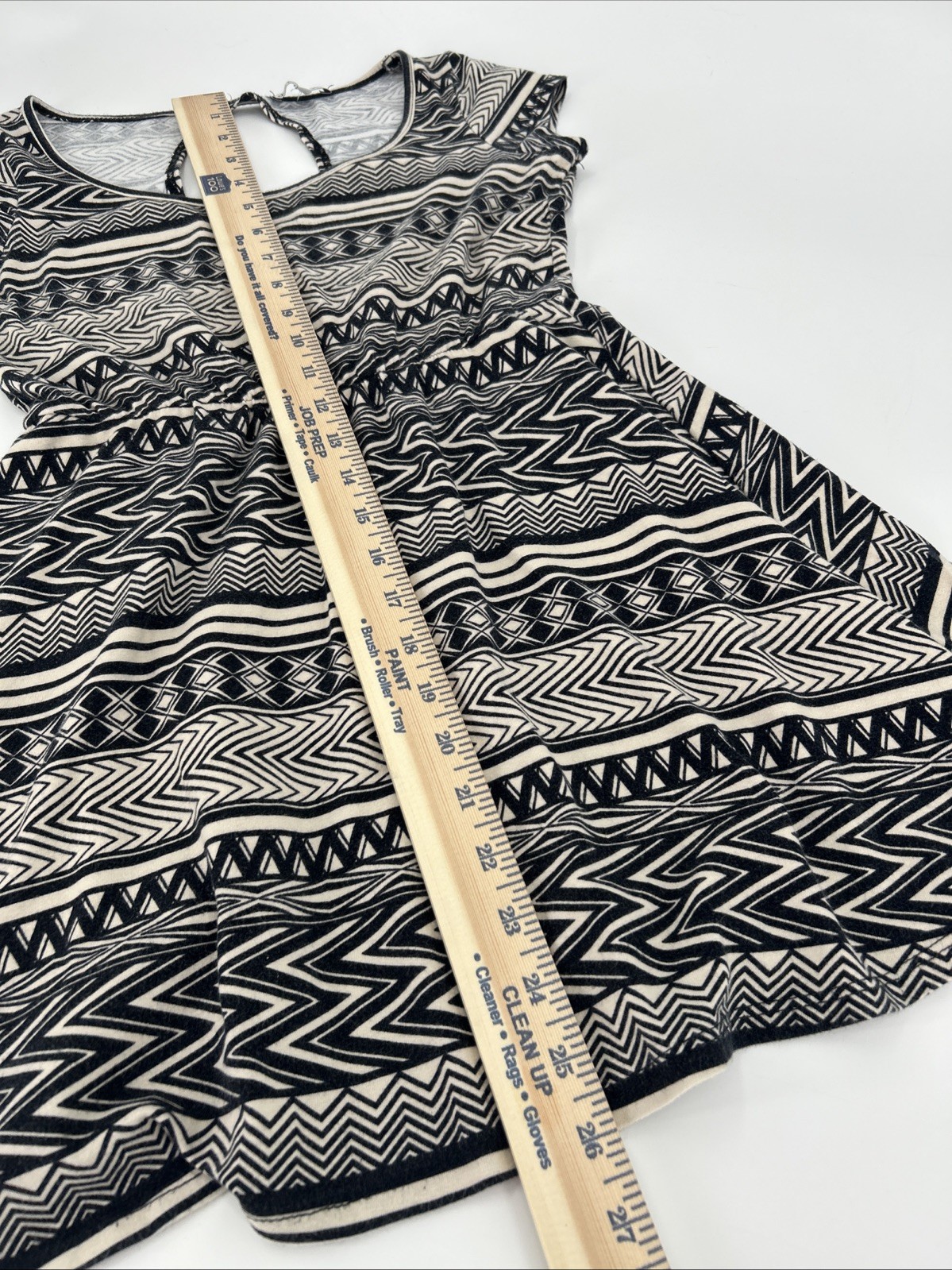 Charlotte Russe Womens Black White Geometric Tribal Skater Dress Keyhole Back M