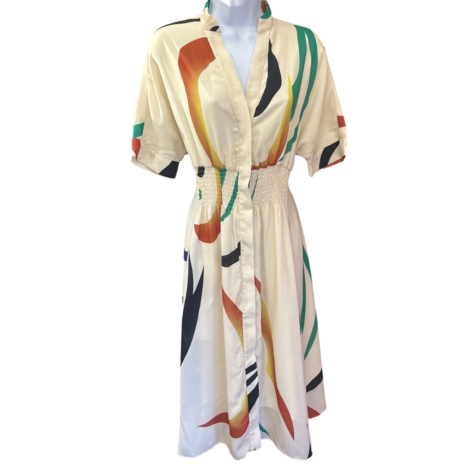 Abstract Graphic Midi Dress Artistic Colorful Mod Aesthetic Summer Resortcore