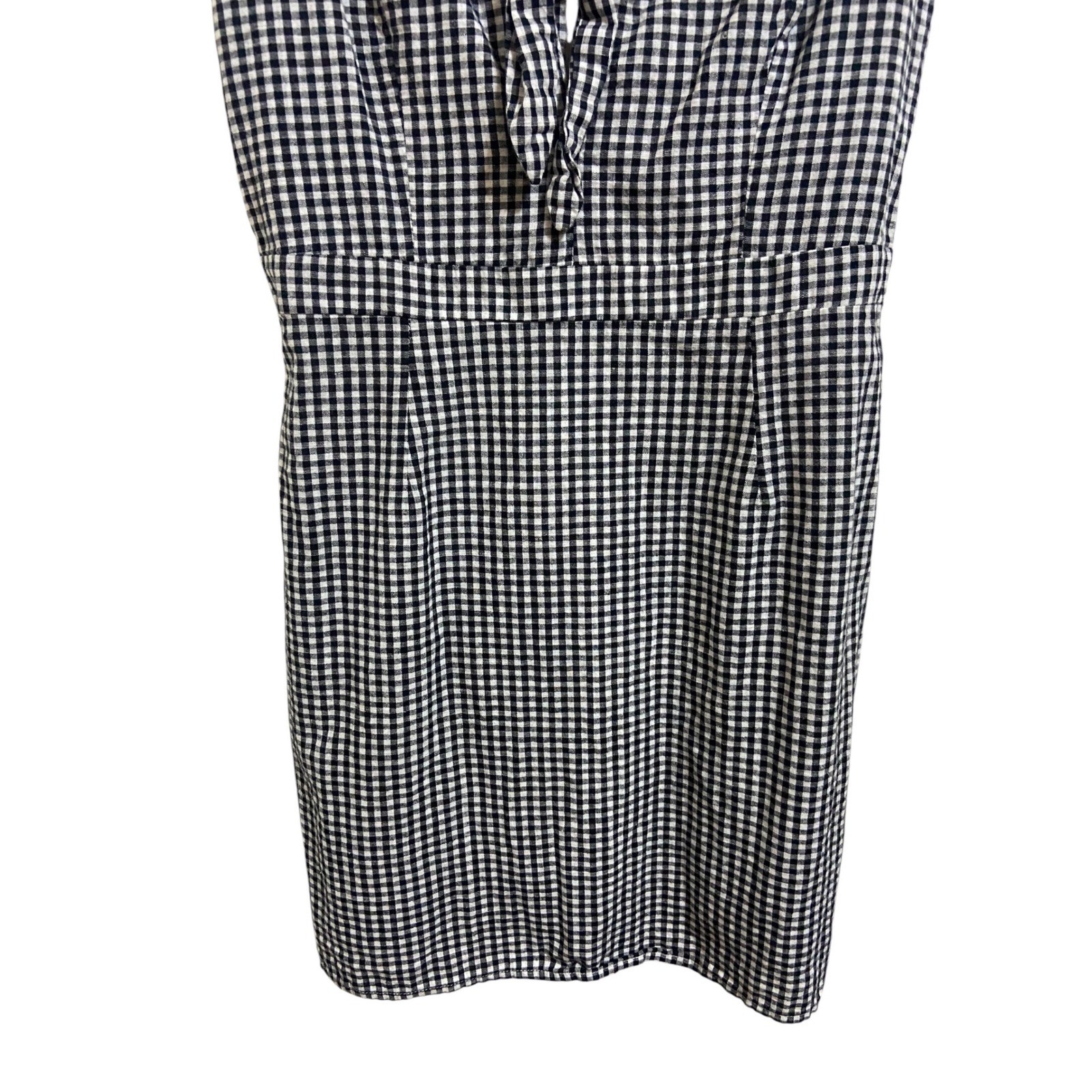 Lulus Gingham Mini Dress Black White Checkered Tie Front Fit Flare Coquette S