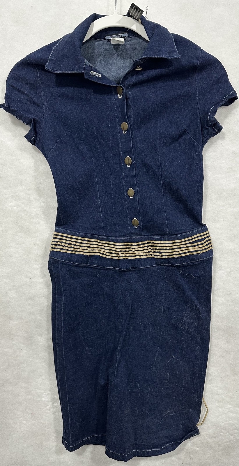 Cyndiess New York Women’s Dark Wash Denim Dress Size 8 Collared Button Front