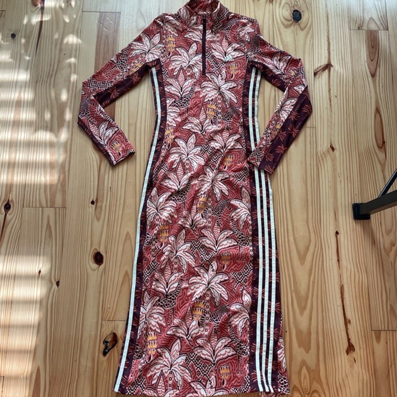 Farm Rio x Adidas Red Floral Long Sleeve Dress