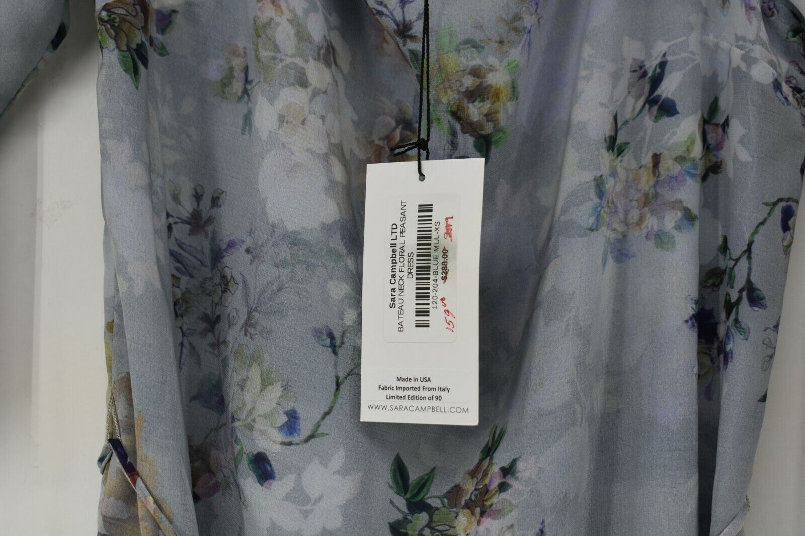 Sara Campbell Womens Blue Floral Raglan Sleeve Tie Waist Scoop Neck Midi Dress