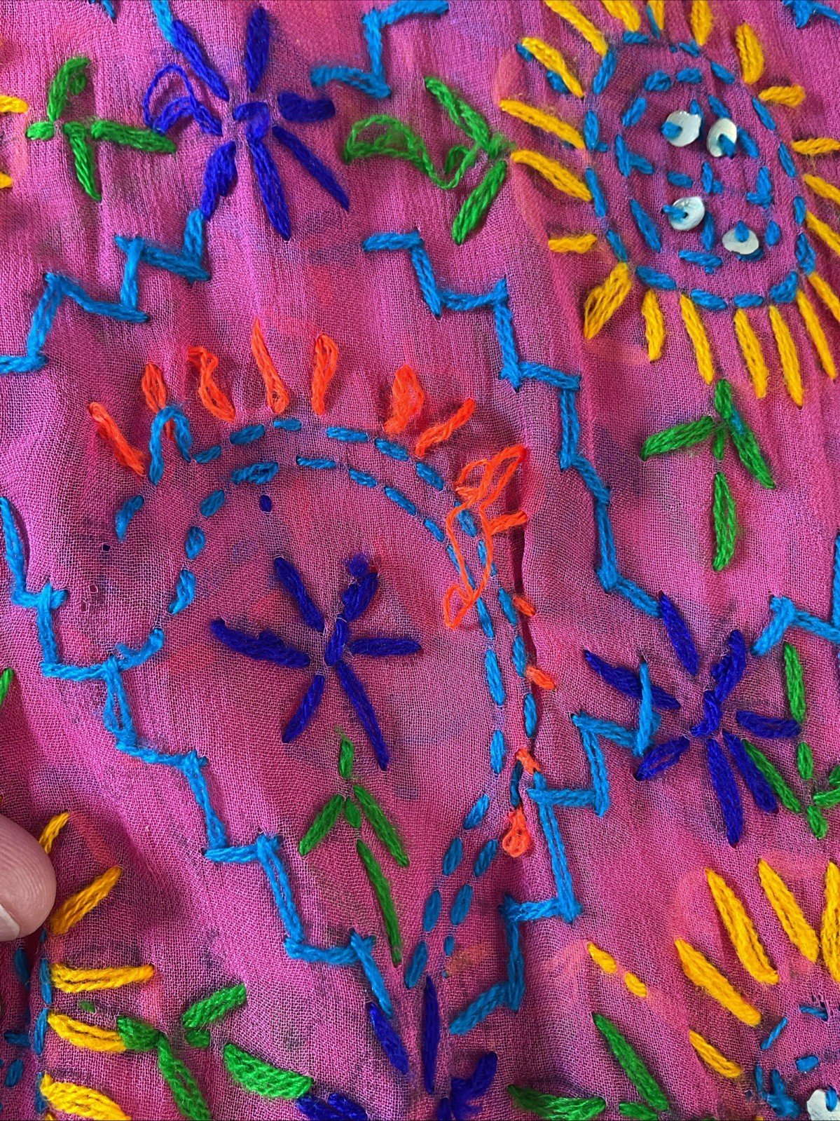 Pink Boho embroidered Studded Kaftan Beachy Vacation Cruise Glam flowy resort OS