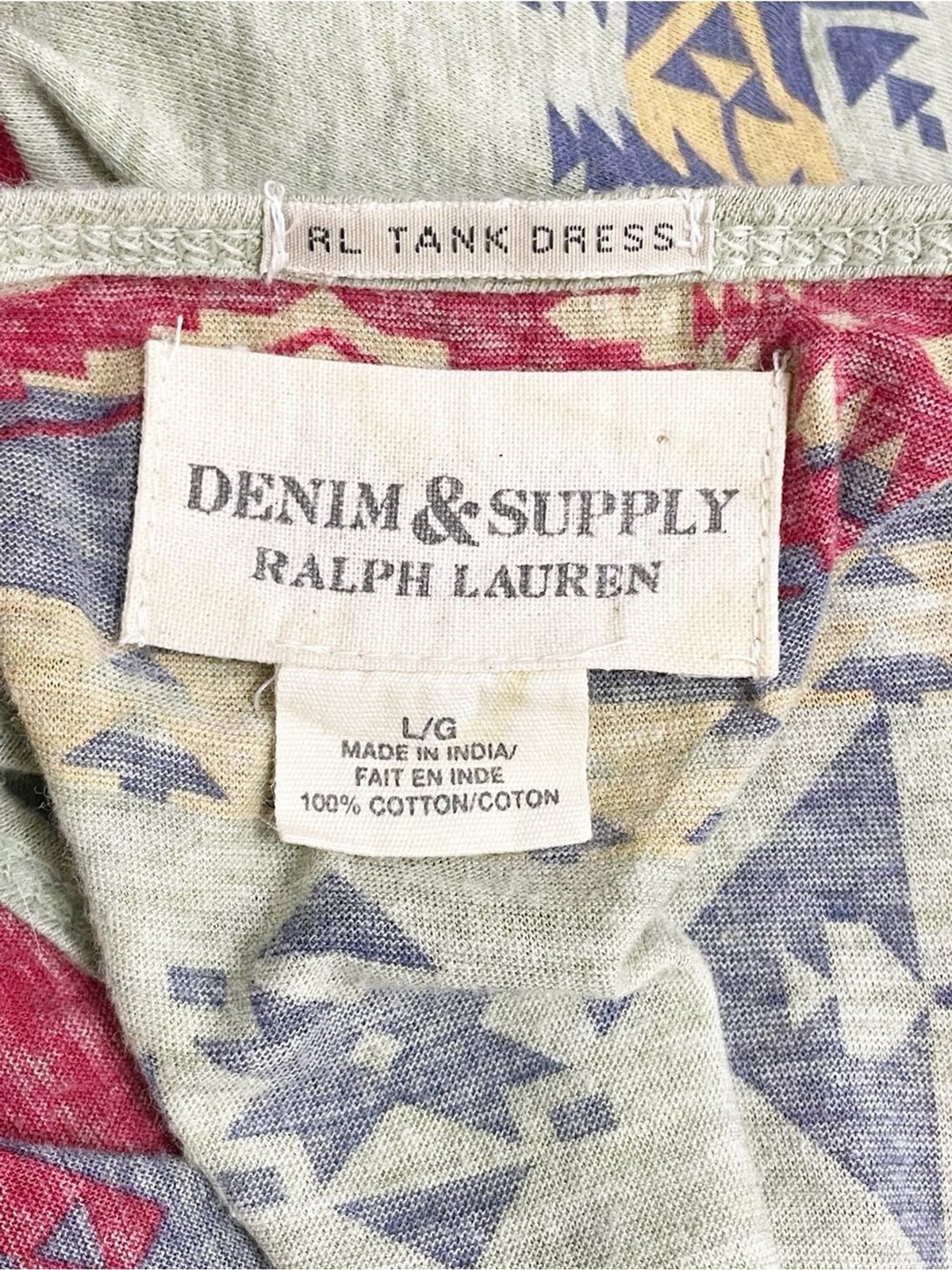 Vintage Ralph Lauren Denim & Supply Tribal Aztec Maxi Tank Dress Boho Size Large