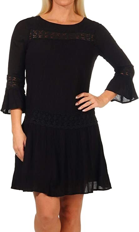 ONLY Women’s Onltyra 3/4 Flare Short Dress WVN Noos Casual, Black, 34 (6 UK)