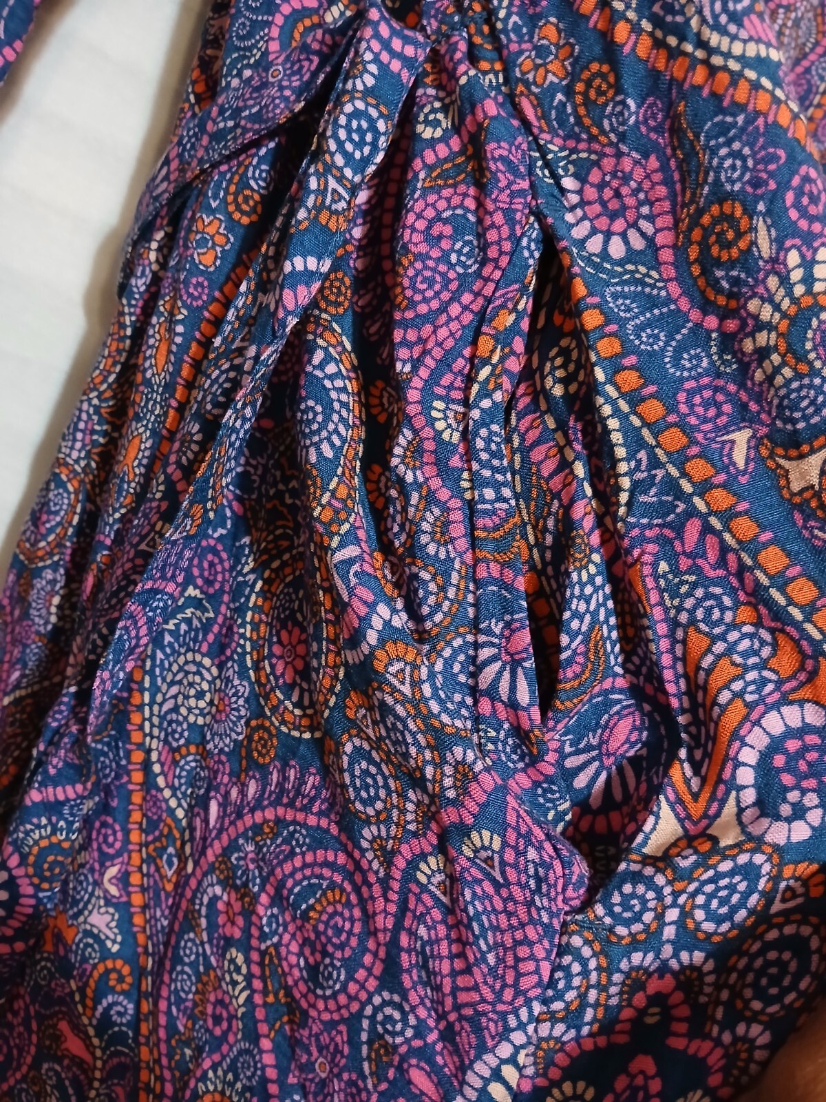 Terra & Sky Shirred Mini Dress Boho Paisley/Blue Comet etc. Sizes 0X, 2X,3X & 4X